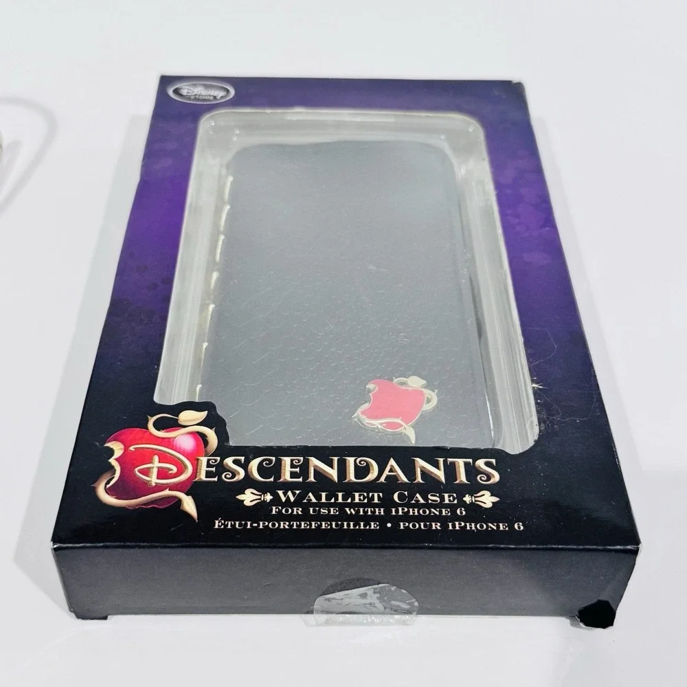New Disney Descendants iPhone 6 Wallet Phone‎ Case Black Faux Leather Red Apple